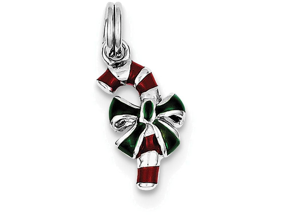 FJC Finejewelers Sterling Silver Enamel Candy Cane Charm