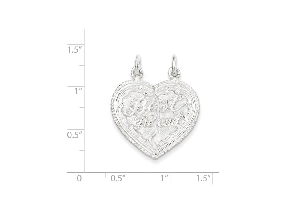 FJC Finejewelers Sterling Silver Best Friend 2-piece Break Apart Heart Charm