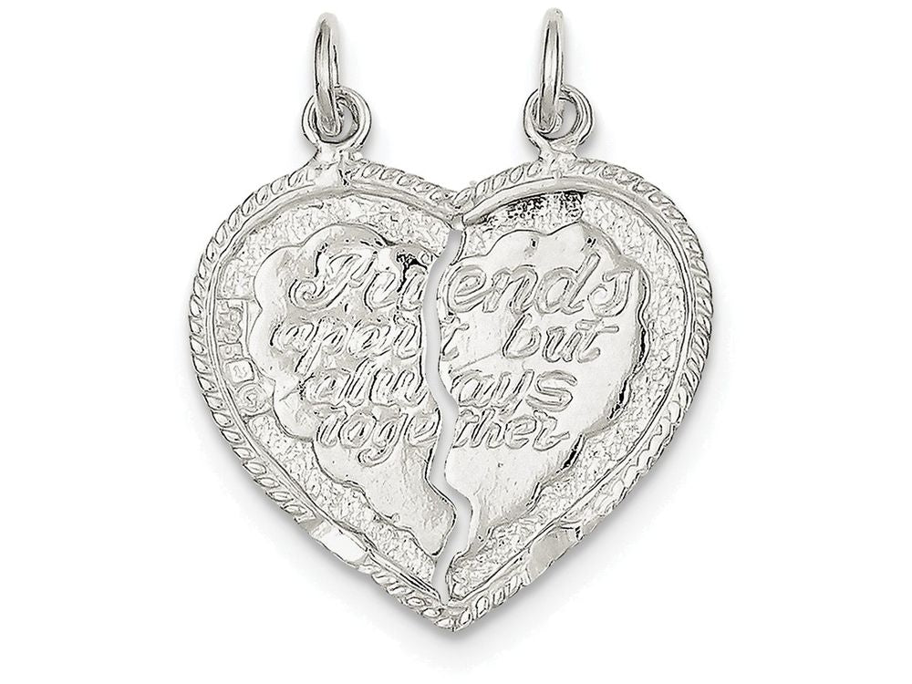FJC Finejewelers Sterling Silver Best Friend 2-piece Break Apart Heart Charm
