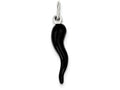 FJC Finejewelers Sterling Silver Black Enamel Italian Horn Pendant Necklace - Chain Included