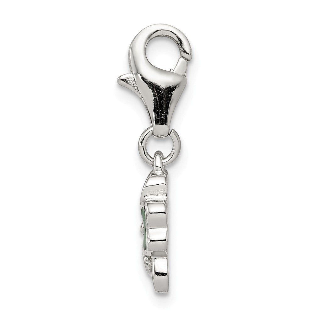 FJC Finejewelers Sterling Silver Green Enameled Four Leaf Clover Charm