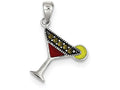 FJC Finejewelers Sterling Silver Red and Green Enameled Martini Pendant Necklace - Chain Included