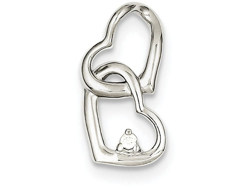 FJC Finejewelers Sterling Silver Cubic Zirconia Hearts Pendant Necklace - Chain Included