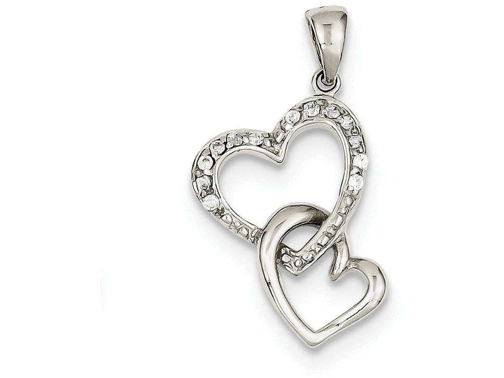FJC Finejewelers Sterling Silver Heart Cubic Zirconia Pendant Necklace - Chain Included
