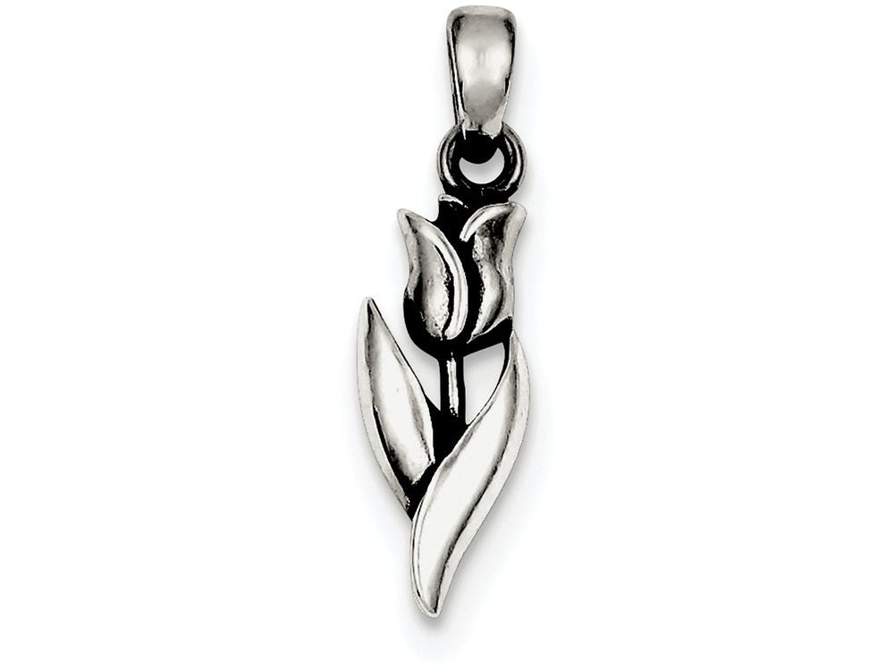 FJC Finejewelers Sterling Silver Antiqued Tulip Pendant Necklace - Chain Included