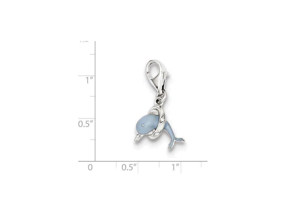 FJC Finejewelers Sterling Silver Blue Enameled Dolphin Charm