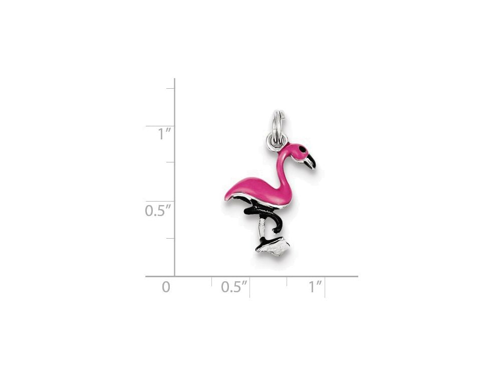 FJC Finejewelers Sterling Silver Enamel Flamingo Charm
