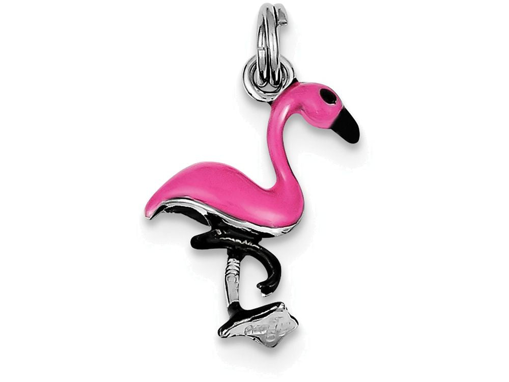 FJC Finejewelers Sterling Silver Enamel Flamingo Charm