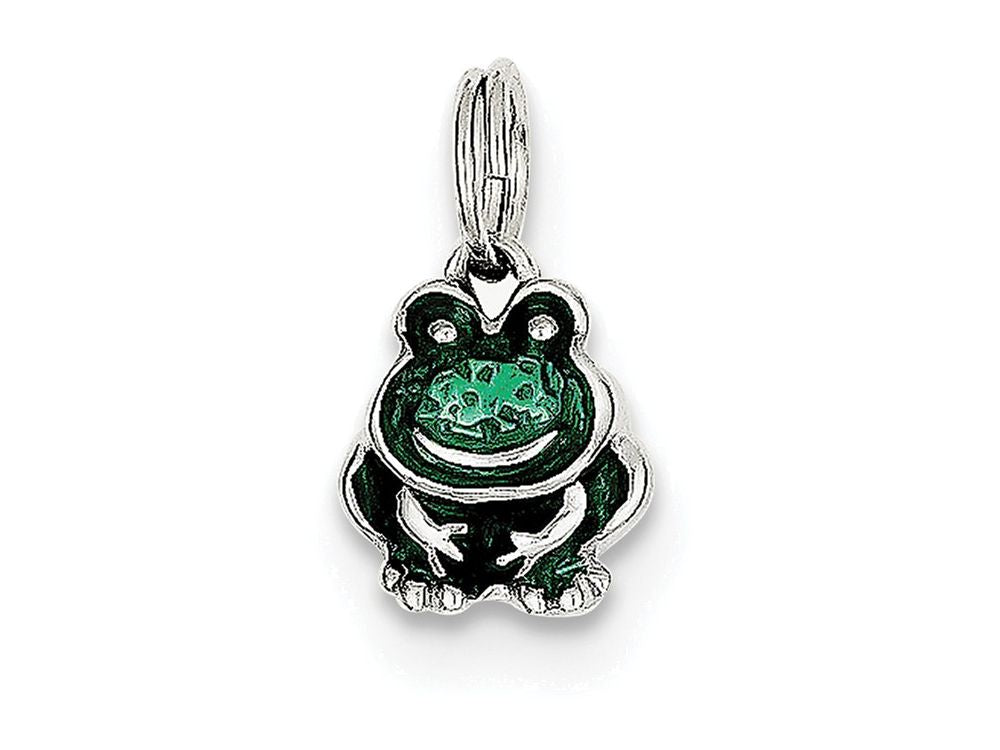 FJC Finejewelers Sterling Silver Green Enameled Frog Charm