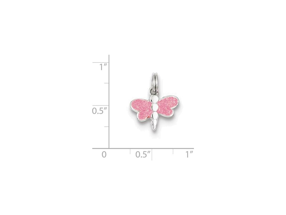 FJC Finejewelers Sterling Silver Pink Enamel Dragonfly Charm