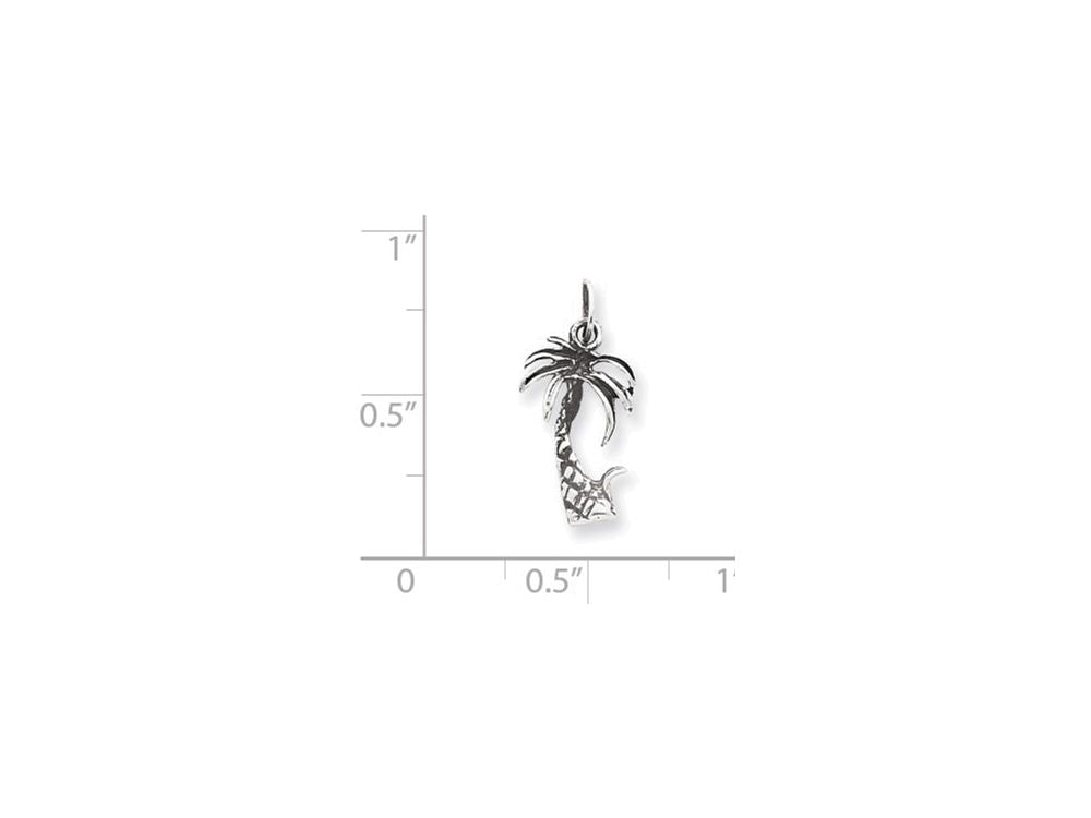 FJC Finejewelers Sterling Silver Antiqued Palm Tree Charm