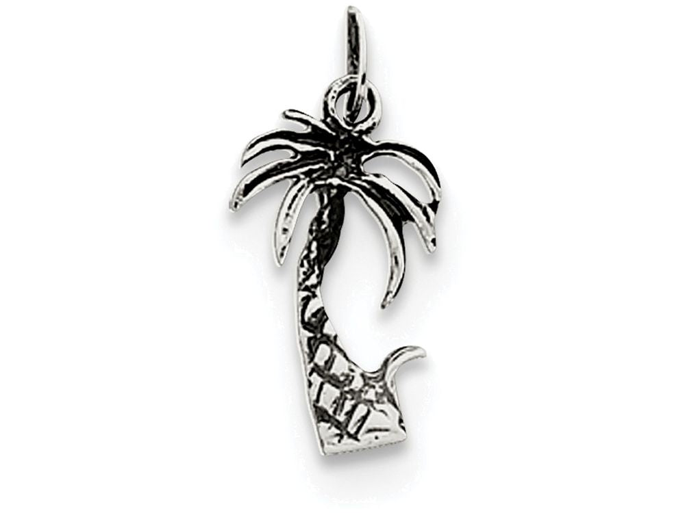 FJC Finejewelers Sterling Silver Antiqued Palm Tree Charm