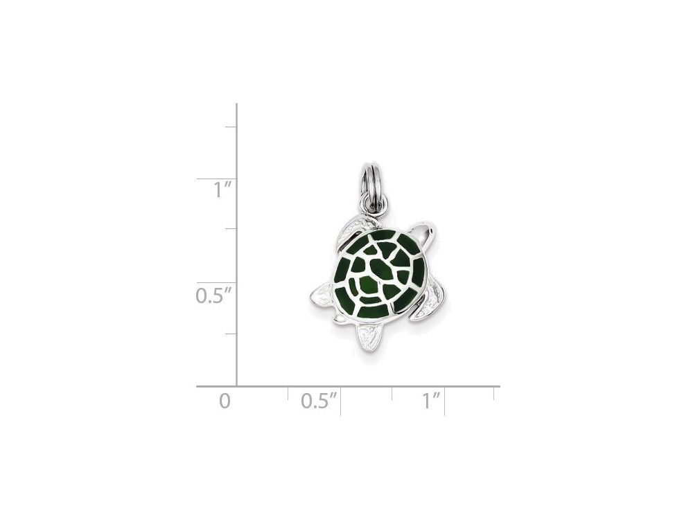 FJC Finejewelers Sterling Silver Green Enamel Turtle Charm