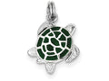 FJC Finejewelers Sterling Silver Green Enamel Turtle Charm