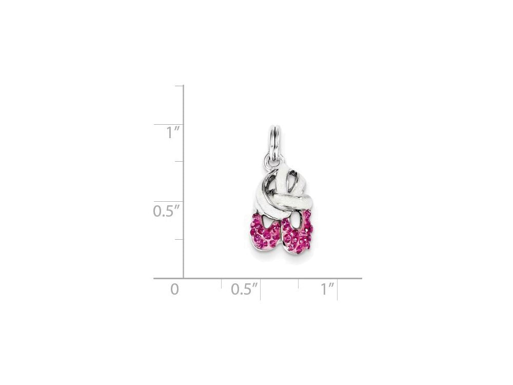 FJC Finejewelers Sterling Silver Pink Cubic Zirconia Enamel Ballet Slipper Charm