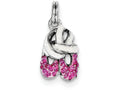 FJC Finejewelers Sterling Silver Pink Cubic Zirconia Enamel Ballet Slipper Charm