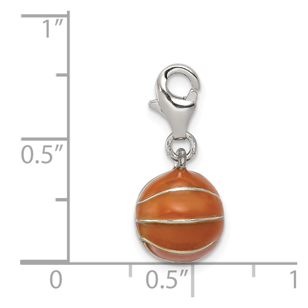 FJC Finejewelers Sterling Silver 3D Enameled Basketball Charm