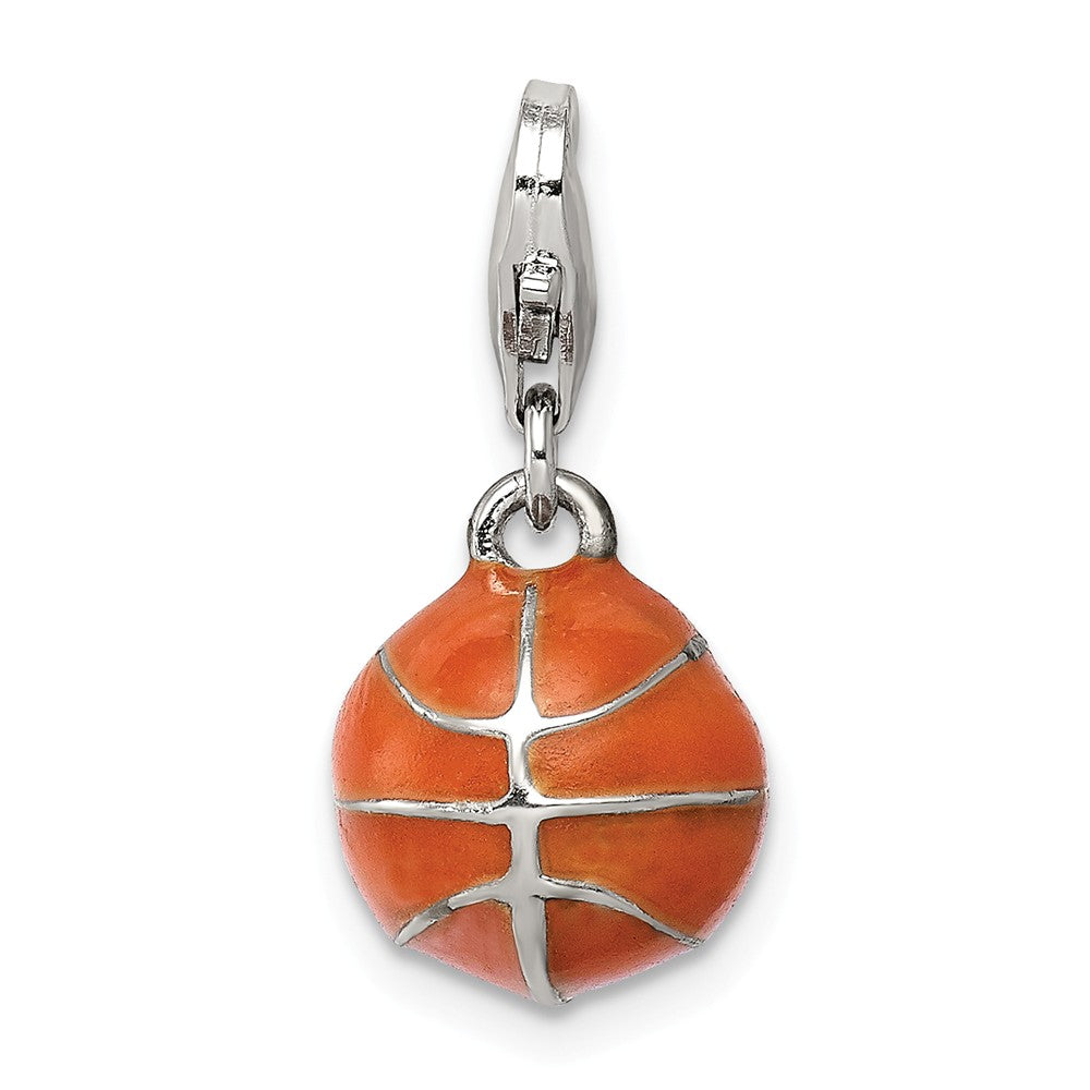 FJC Finejewelers Sterling Silver 3D Enameled Basketball Charm