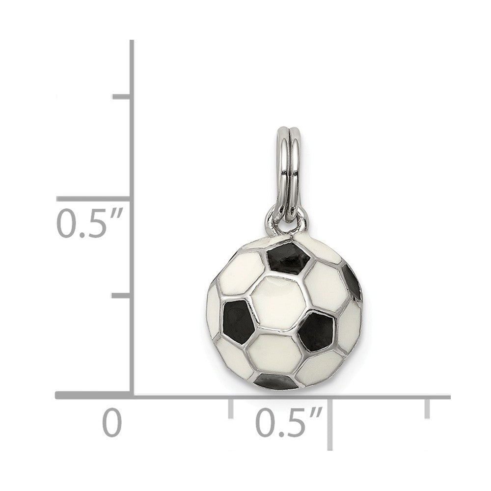 FJC Finejewelers Sterling Silver Enameled  3D Soccer Ball Charm 10mm