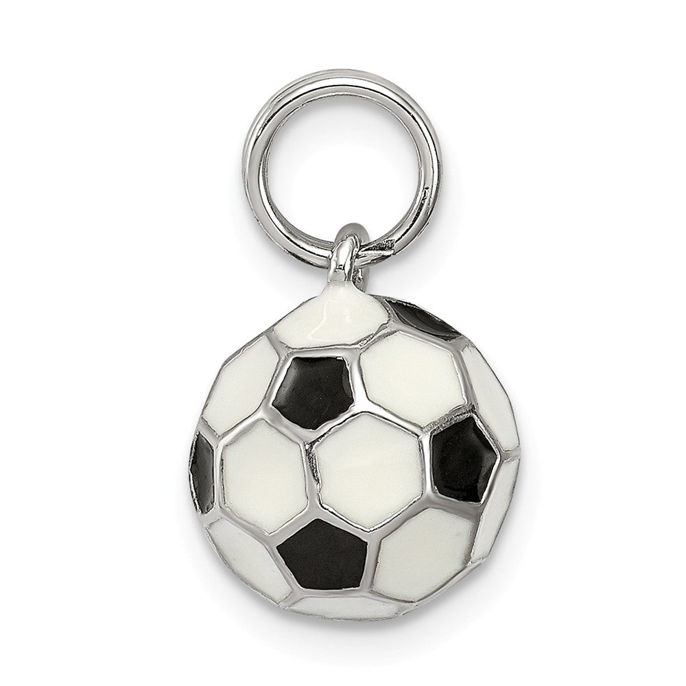 FJC Finejewelers Sterling Silver Enameled  3D Soccer Ball Charm 10mm