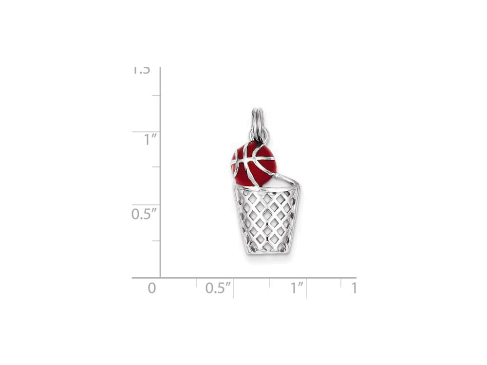 FJC Finejewelers Sterling Silver Enamel Basketball and Hoop Charm
