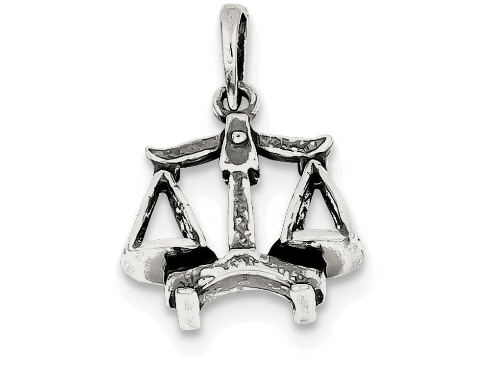 FJC Finejewelers Sterling Silver Antiqued Libra Pendant Necklace - Chain Included