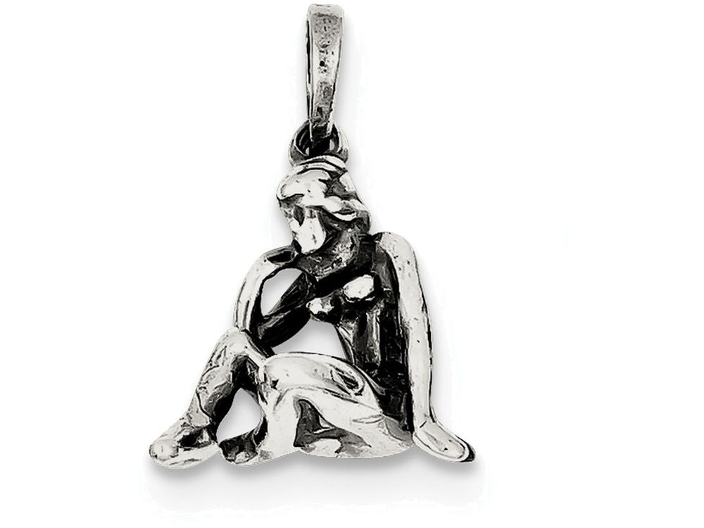 FJC Finejewelers Sterling Silver Antiqued Virgo Pendant Necklace - Chain Included