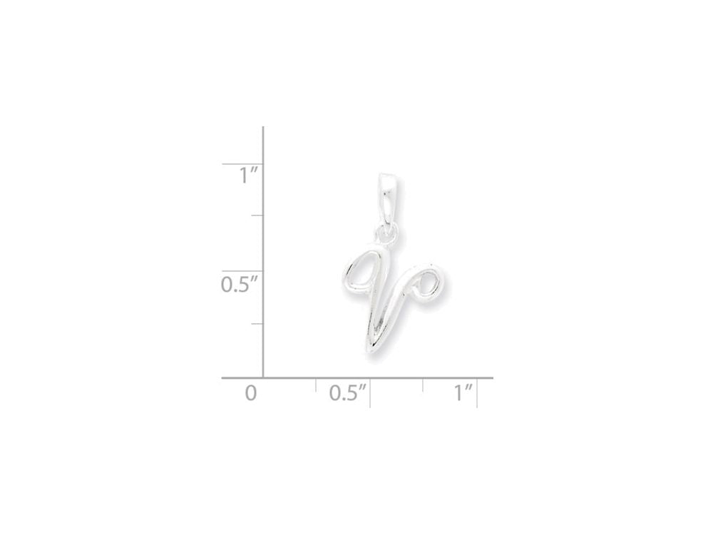 FJC Finejewelers Sterling Silver Initial V Pendant Necklace - Chain Included