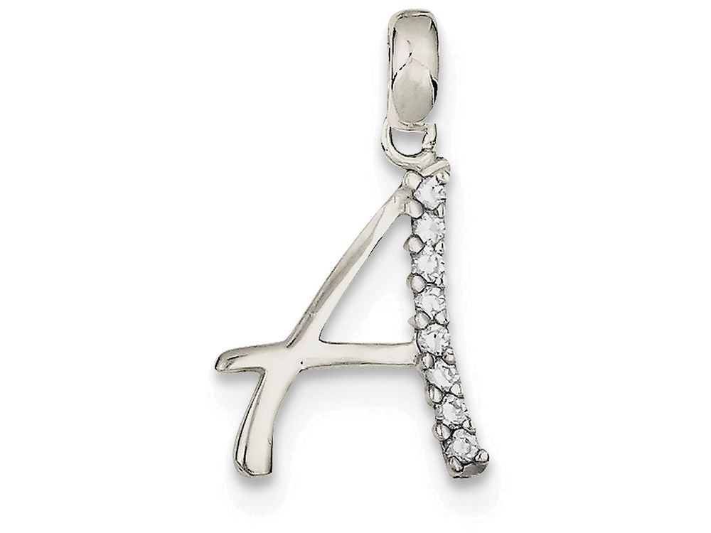 FJC Finejewelers Sterling Silver Cubic Zirconia Initial A Pendant Necklace - Chain Included