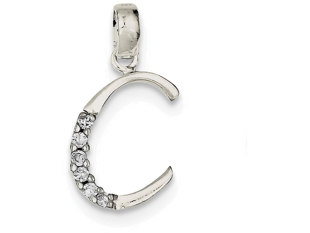 FJC Finejewelers Sterling Silver Cubic Zirconia Initial C Pendant Necklace - Chain Included