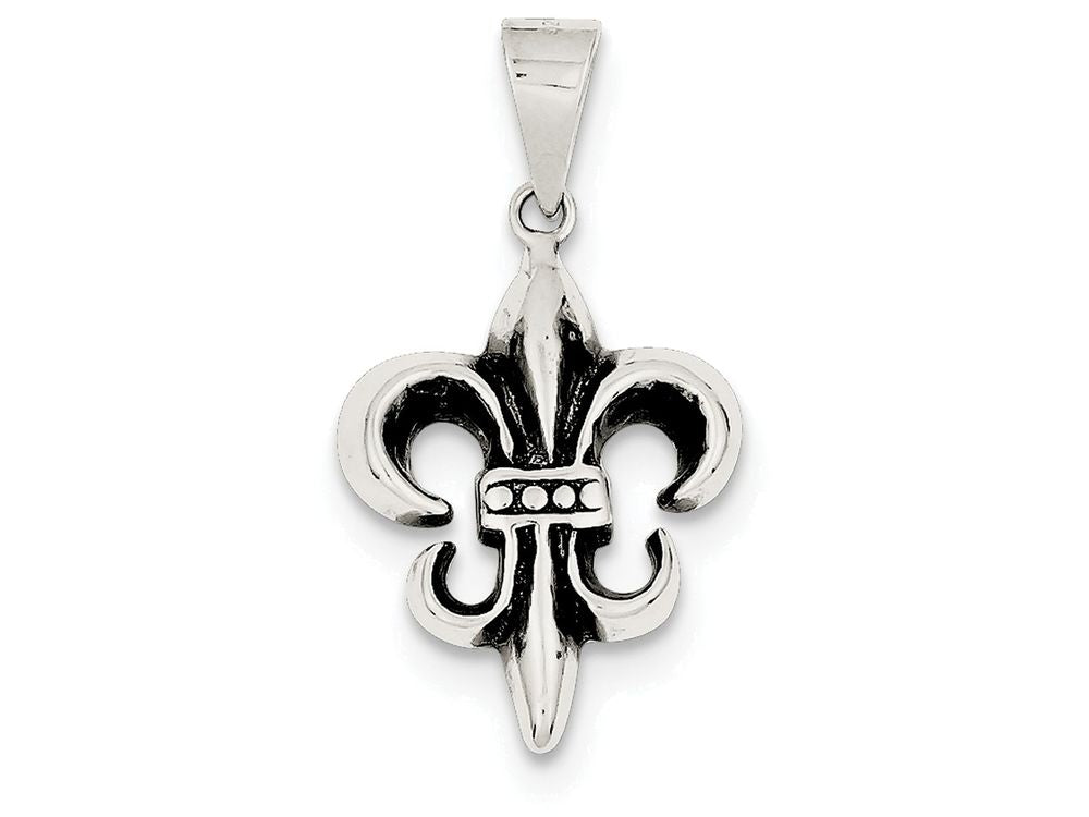 FJC Finejewelers Sterling Silver Antiqued Fleur De Lis Pendant Necklace - Chain Included