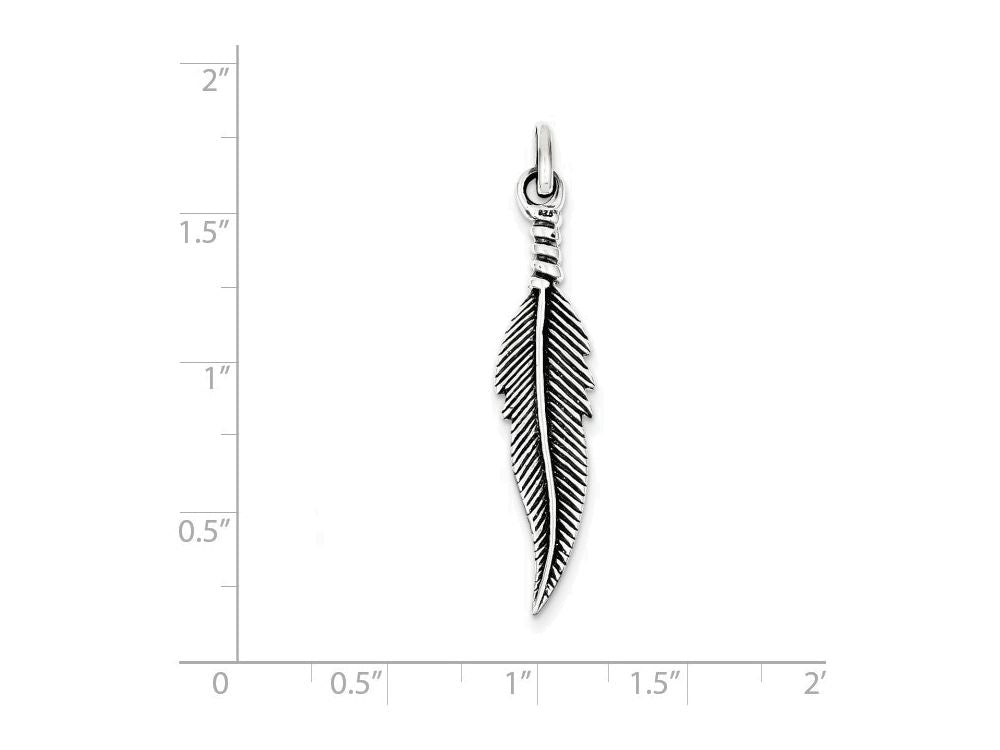 FJC Finejewelers Sterling Silver Antiqued Feather Pendant Necklace - Chain Included