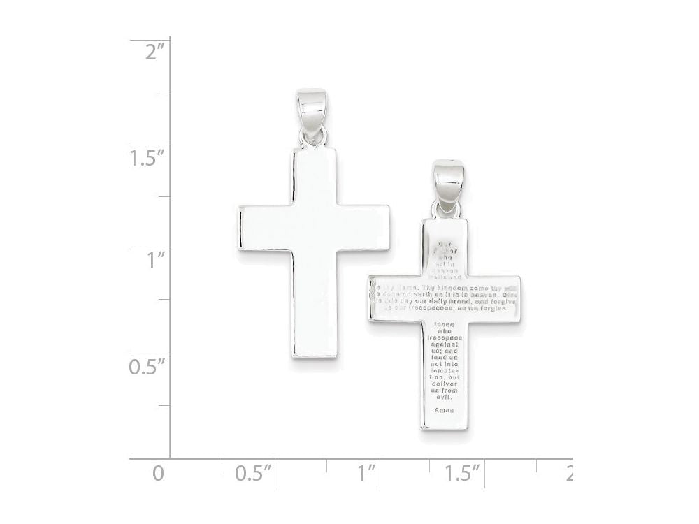 FJC Finejewelers Sterling Silver Polished The Lords Prayer Cross Pendant Necklace - Chain Included