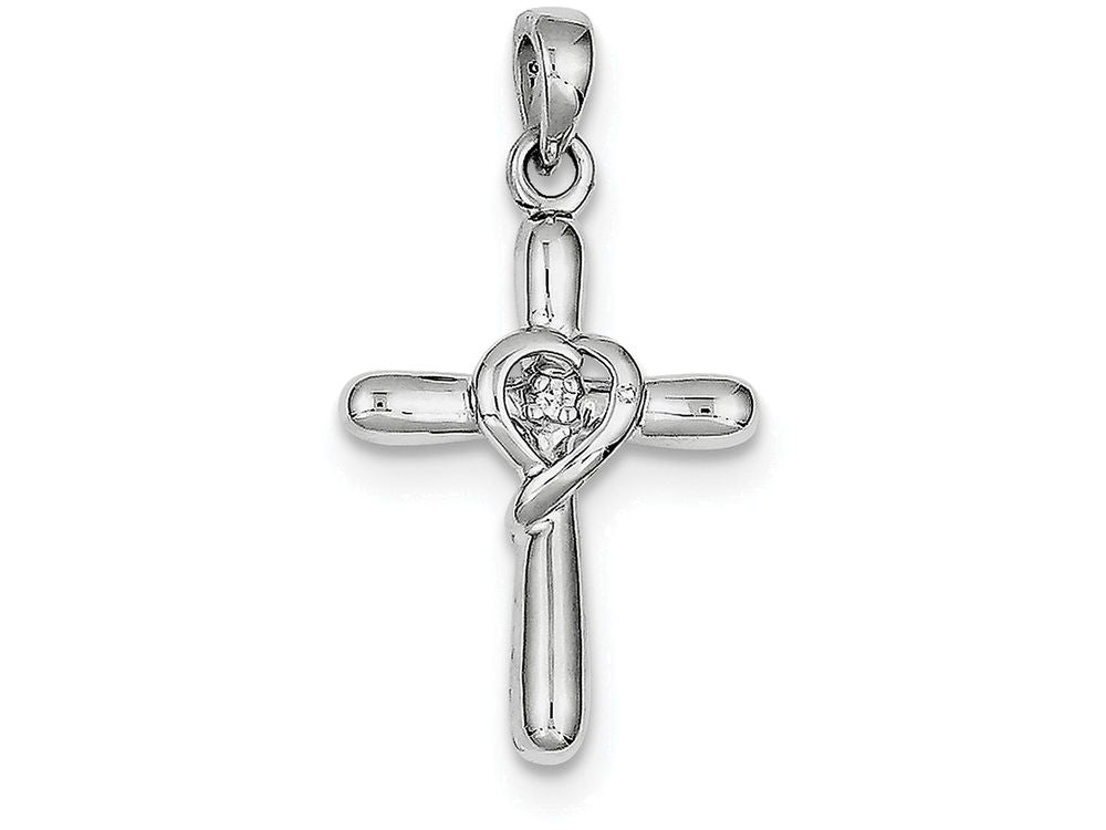 FJC Finejewelers Sterling Silver White Cubic Zirconia Heart Cross Pendant Necklace - Chain Included
