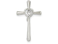 FJC Finejewelers Sterling Silver Cubic Zirconia In Heart Cross Pendant Necklace - Chain Included