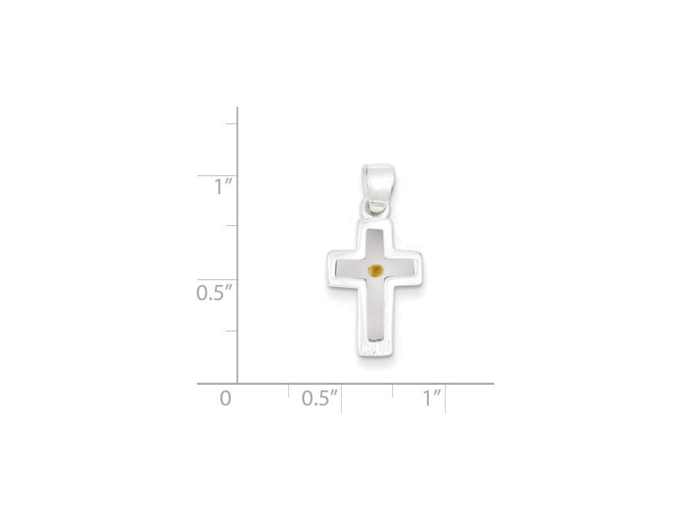 FJC Finejewelers Sterling Silver Enameled With Mustard Seed Cross Pendant Necklace - Chain Included
