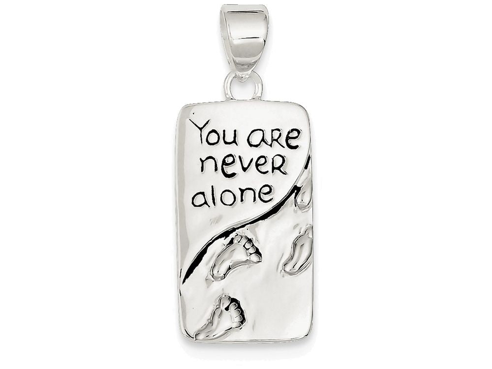 FJC Finejewelers Sterling Silver You Are Never Alone Antiqued Footprint Pendant Necklace - Chain Included