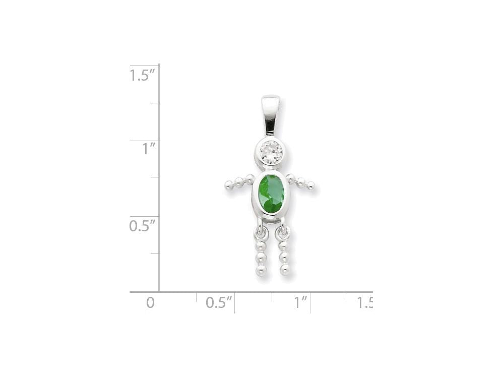 FJC Finejewelers Sterling Silver Cubic Zirconia and August Glass Boy Pendant Necklace - Chain Included