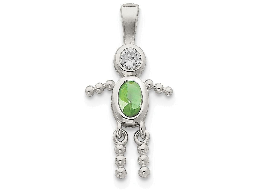 FJC Finejewelers Sterling Silver Cubic Zirconia and August Glass Boy Pendant Necklace - Chain Included