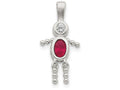 FJC Finejewelers Sterling Silver Cubic Zirconia and July Glass Boy Pendant Necklace - Chain Included