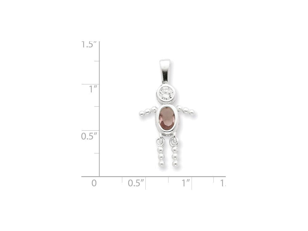 FJC Finejewelers Sterling Silver Cubic Zirconia and June Glass Boy Pendant Necklace - Chain Included