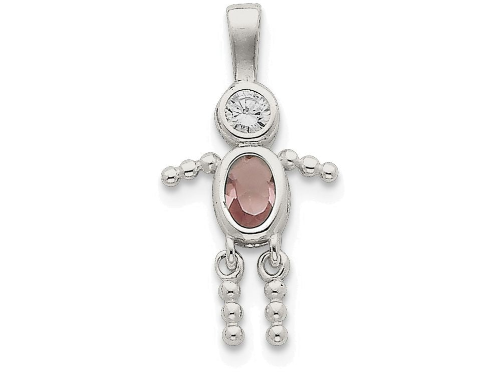 FJC Finejewelers Sterling Silver Cubic Zirconia and June Glass Boy Pendant Necklace - Chain Included