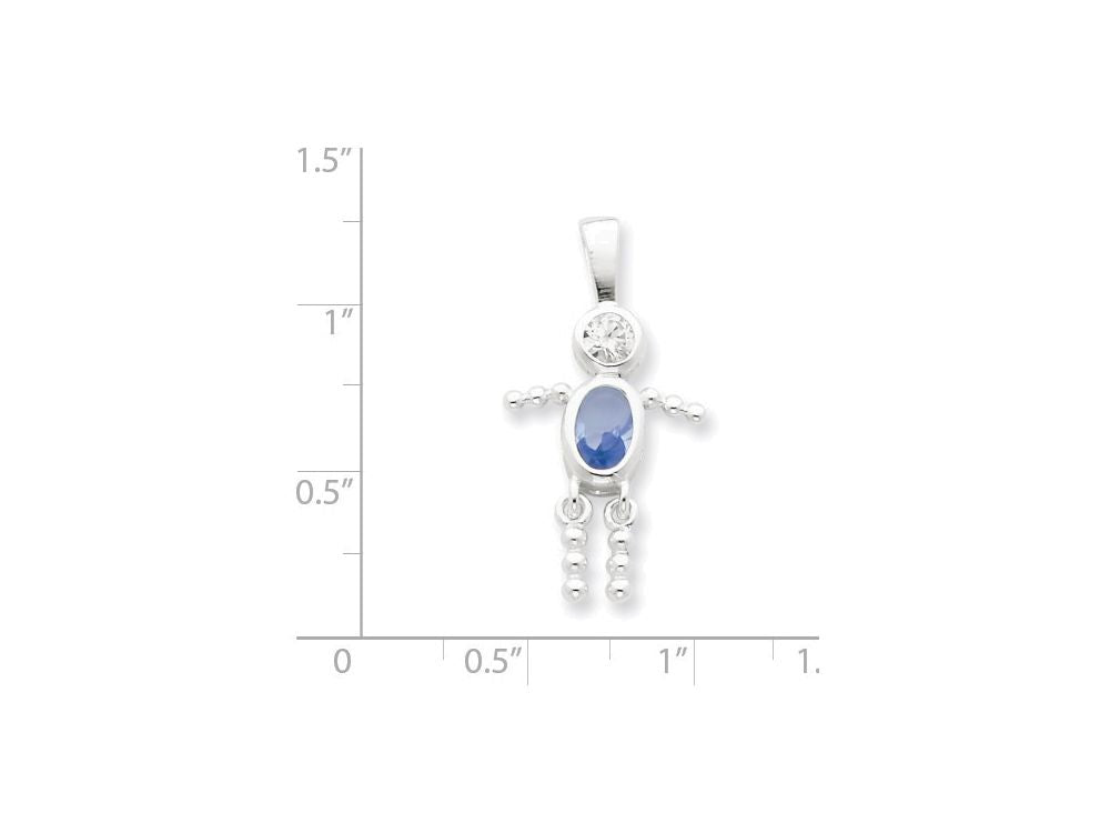 FJC Finejewelers Sterling Silver Cubic Zirconia and March Glass Boy Pendant Necklace - Chain Included