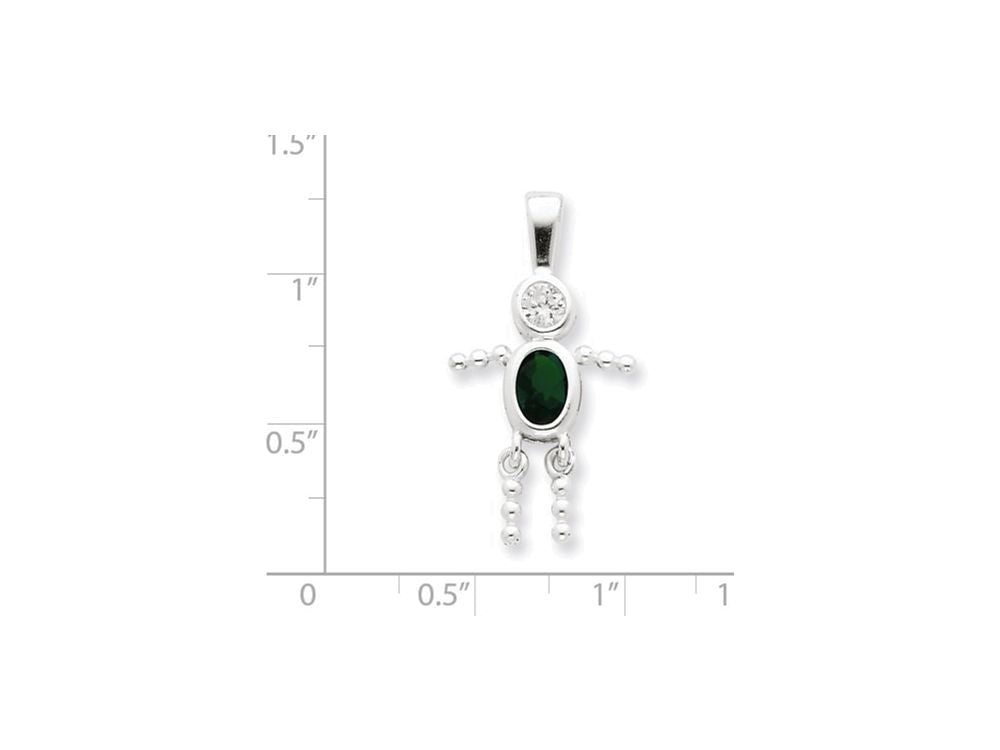 FJC Finejewelers Sterling Silver Cubic Zirconia and May Glass Boy Pendant Necklace - Chain Included