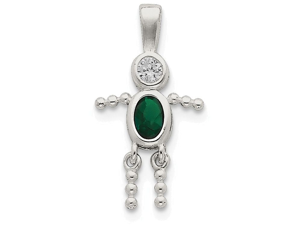 FJC Finejewelers Sterling Silver Cubic Zirconia and May Glass Boy Pendant Necklace - Chain Included