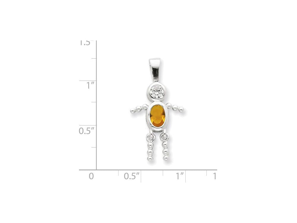 FJC Finejewelers Sterling Silver Cubic Zirconia and November Glass Boy Pendant Necklace - Chain Included
