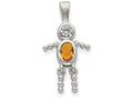 FJC Finejewelers Sterling Silver Cubic Zirconia and November Glass Boy Pendant Necklace - Chain Included