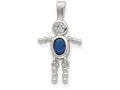 FJC Finejewelers Sterling Silver Cubic Zirconia and September Glass Boy Pendant Necklace - Chain Included