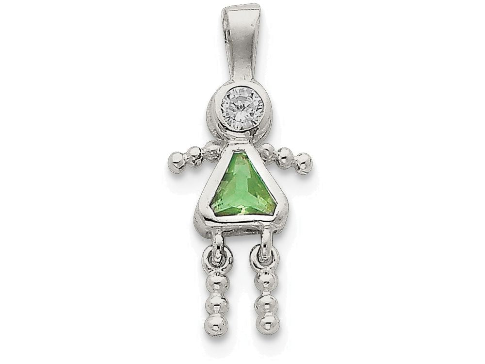 FJC Finejewelers Sterling Silver Cubic Zirconia and August Glass Girl Pendant Necklace - Chain Included