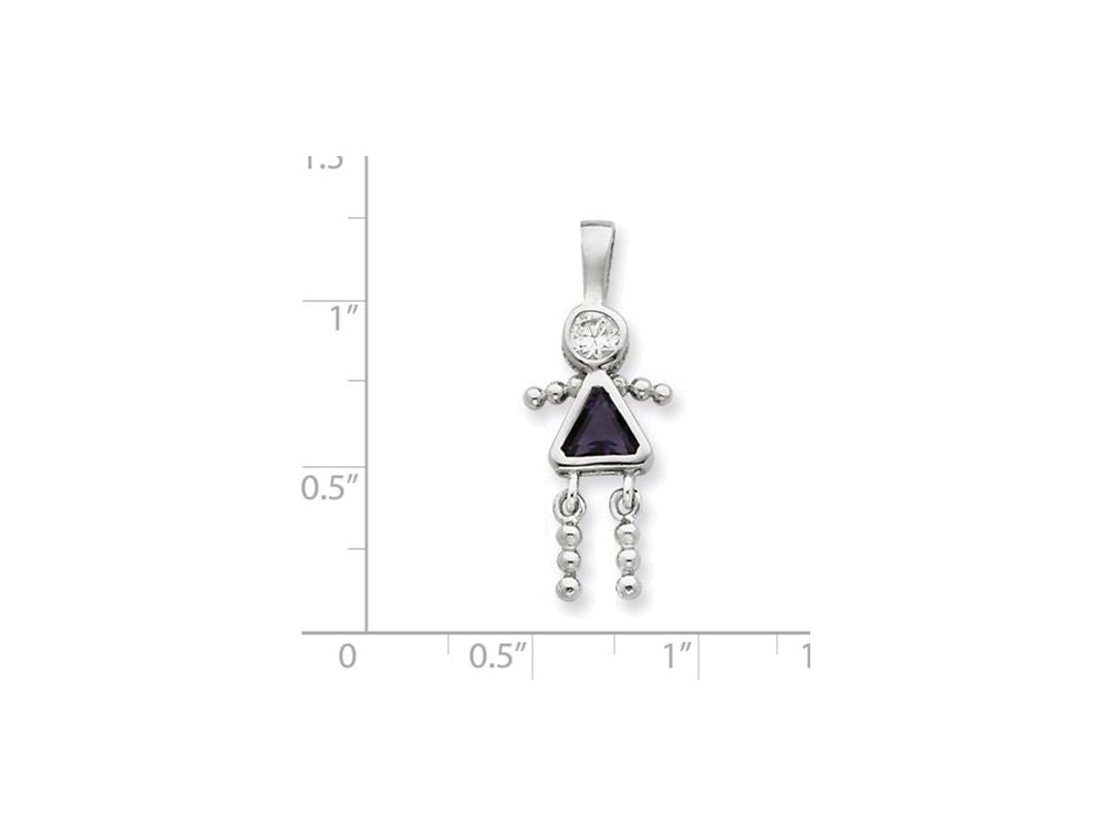 FJC Finejewelers Sterling Silver Cubic Zirconia and February Glass Girl Pendant Necklace - Chain Included